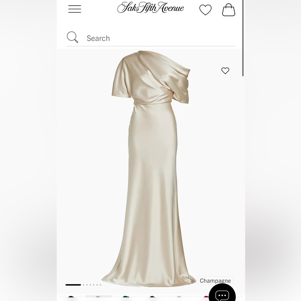 Amsale Champagne Satin One-Shoulder Wedding Gown